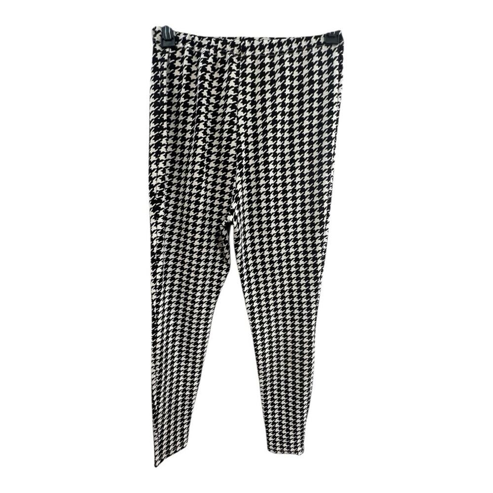 SHEIN stretch Chic Houndstooth Leggings - Black and White SZ Med